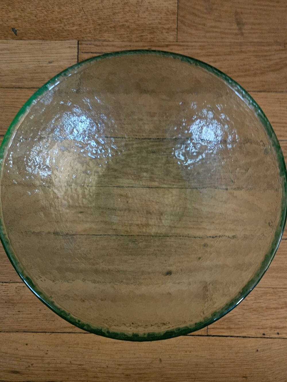 *Fire & Light Vintage Glass Green color Serving Bowl Rare Piece